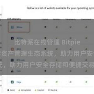 比特派在线管理 Bitpie钱包：打造数字资产管理生态系统，助力用户安全存储和便捷交易。